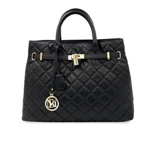 LOW START - Badgley Mischka Vegan Leather Diamond Quilted Tote Bag